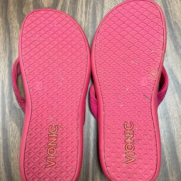 Vionic tide sequin Women's Pink Flip Flops - Picture 2 of 2